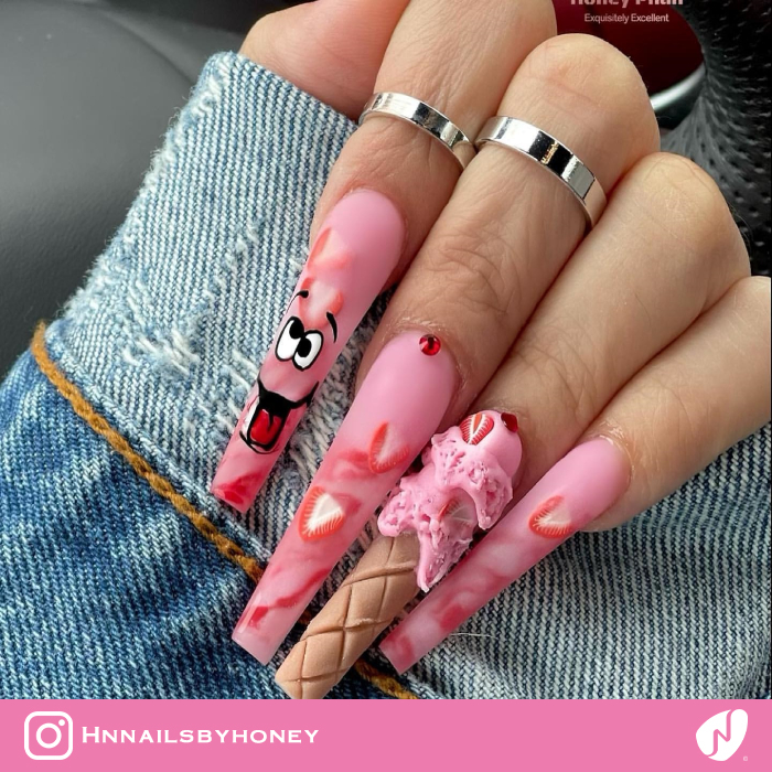 Strawberry Ice Cream Nails